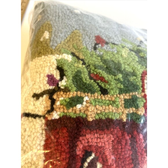 NWT Peking Handicraft Hook Pillow Holiday Christmas Theme Truck Tree Gorgeous! - Picture 5 of 8